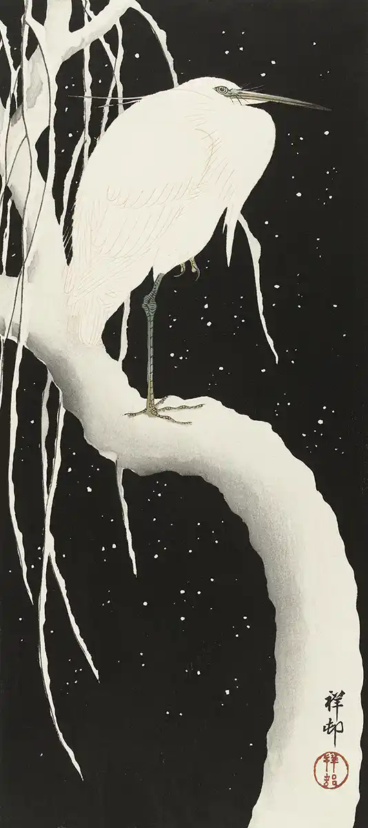 heron in snow